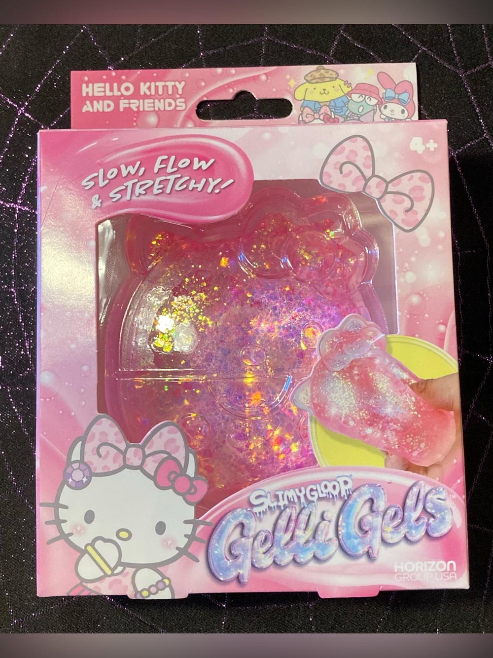Hello Kitty Pink Iridescent Glitter Gelli Gels Slow-Flow Stretchy Toy